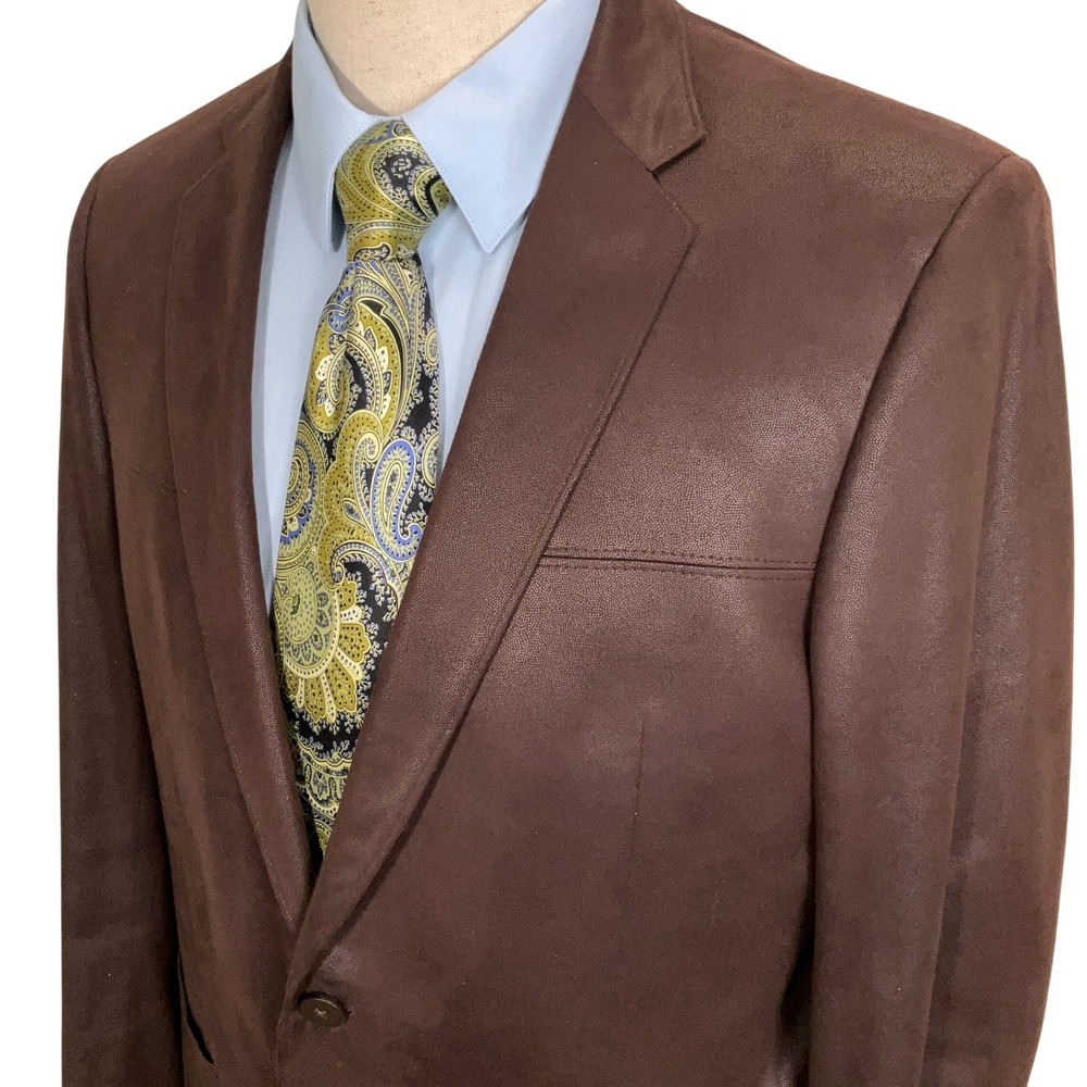 Coppley Blazer Men 40R Brown Grady Faux Leather Classic Business‎ Casual Jacket